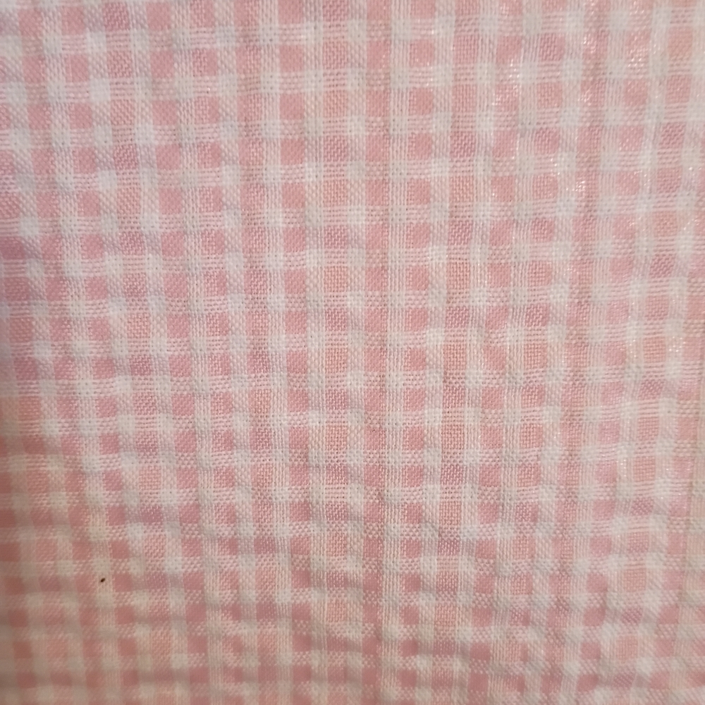 Light Pink Gingham Seersucker Cotton Fabric. Price Per Yard.